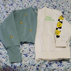 freeze off-white 1x and reflex green xl smiley sweatshirts guc